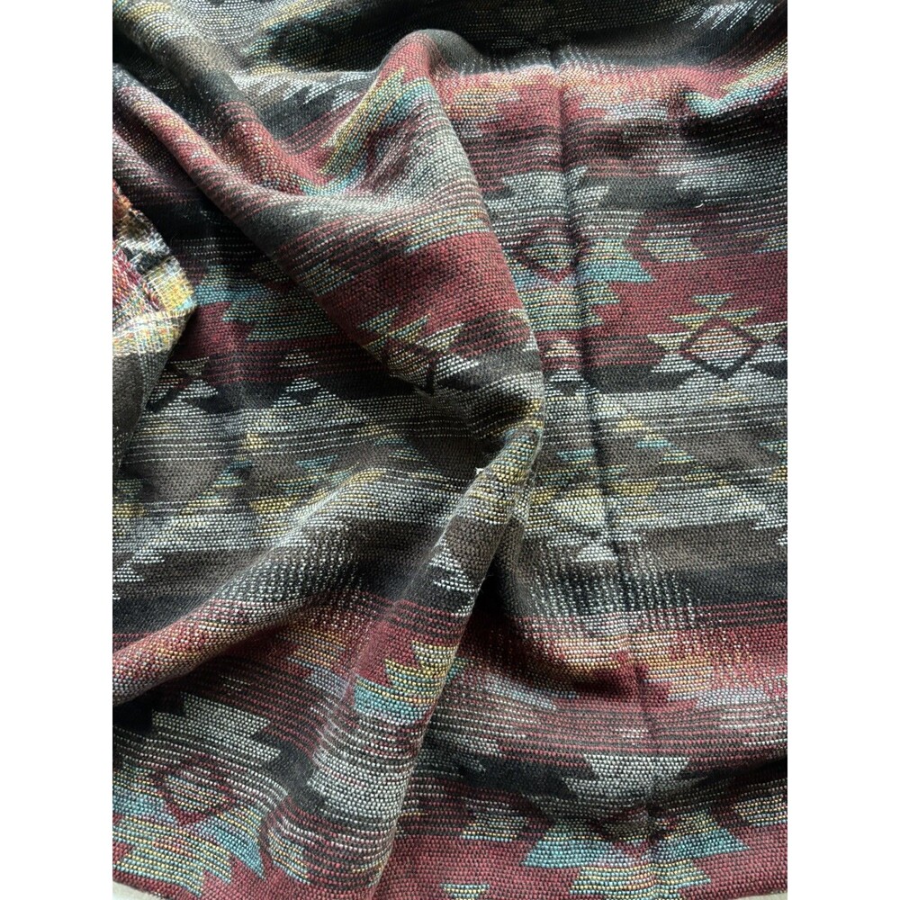Jacquard Woven Heathered Southwestern Pattern Fabric Brown Red Soft & Drapey 2yd